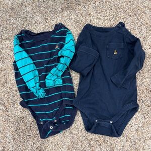 GAP Navy and Teal Striped Kids Bodysuit Set